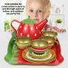 Tea Set for Little Girls, Pretend Play Tea Party Set, Fruit Design Kids Tin Tea Set with Carrying Case (15 Pcs) view 2