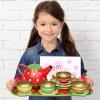 Tea Set for Little Girls, Pretend Play Tea Party Set, Fruit Design Kids Tin Tea Set with Carrying Case (15 Pcs) view 4