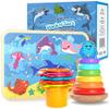 CoolToys Stack n Sort Toddler and Baby Learning Toys Set - 3 Fine Motor Skills Educational Toys for Toddlers, Wooden Stacking Rings, Stacking & Nesting Cups, Wooden Baby Puzzle, Ocean Theme view 1