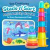 CoolToys Stack n Sort Toddler and Baby Learning Toys Set - 3 Fine Motor Skills Educational Toys for Toddlers, Wooden Stacking Rings, Stacking & Nesting Cups, Wooden Baby Puzzle, Ocean Theme view 2