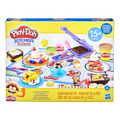 Play-Doh Kitchen Creations - Morning Cafe Playset with 8 Colors, Playmat, Over 15 Tools