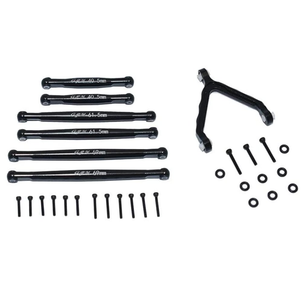 GPM Racing Alum Suspension Links + Front Upper Link Mount Black : SCX24 Deadbolt
