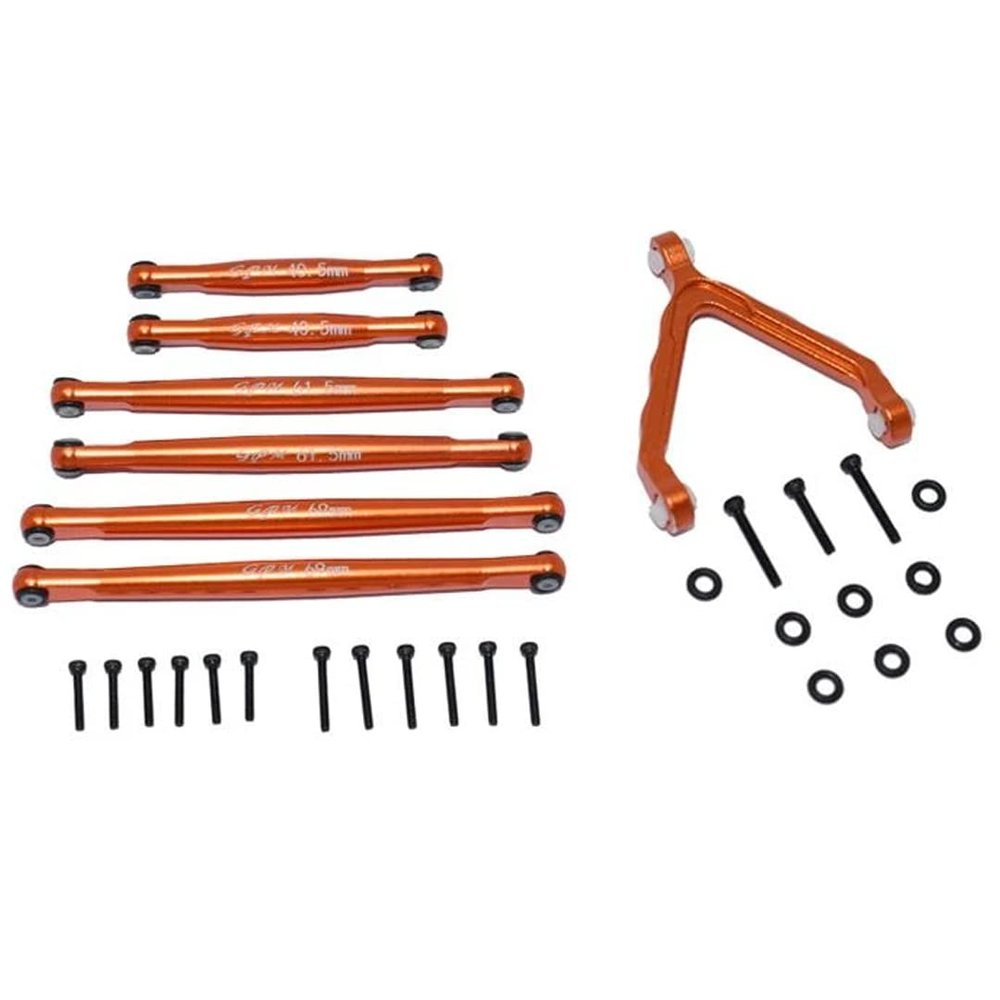 GPM Racing Alum Suspension Links + Front Upper Link Mount Orange : SCX24 Deadbolt