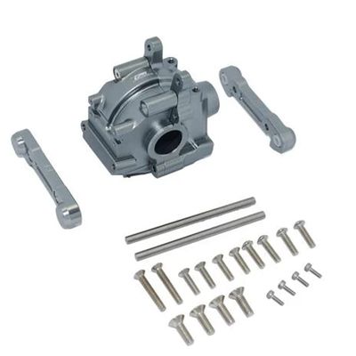 GPM Alum Front Gear Box + Front Lower Suspension Mount Grey : Losi Lasernut U4