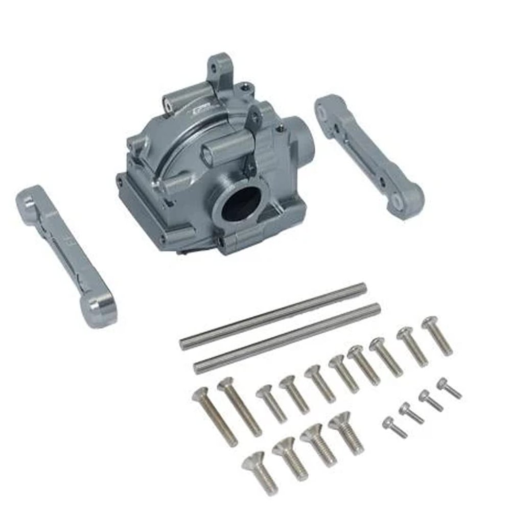GPM Alum Front Gear Box + Front Lower Suspension Mount Grey : Losi Lasernut U4