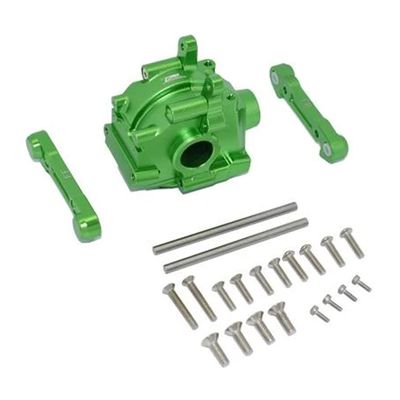 GPM Alum Front Gear Box + Front Lower Suspension Mount Green : Losi Lasernut U4