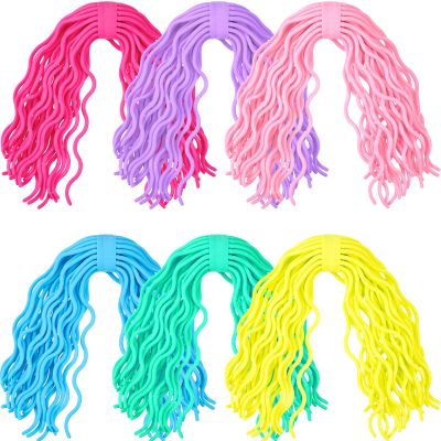 Civaner 6 Pieces Sensory Spaghetti Stretchy Toy Stretchy Pasta Toy Ramen Fidget Strings for Stress Relieve Gifts Early Education Birthday Valentine's Day Holiday Party Gifts(Multicolor)