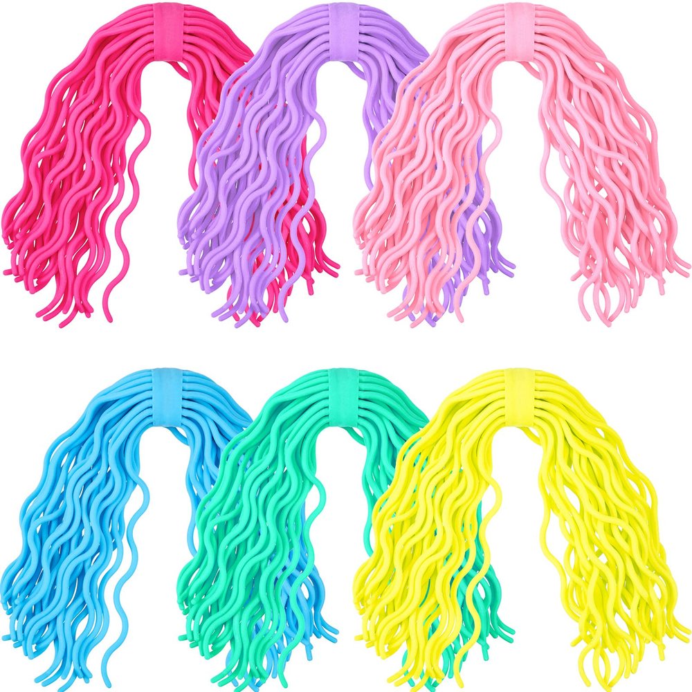 Civaner 6 Pieces Sensory Spaghetti Stretchy Toy Stretchy Pasta Toy Ramen Fidget Strings for Stress Relieve Gifts Early Education Birthday Valentine's Day Holiday Party Gifts(Multicolor)