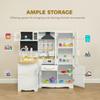 Qaba Pretend Play Corner Kitchen, Interactive Wooden Kids Play Kitchen w/Realistic Sounds, Telephone, Refrigerator, Oven, Microwave, Gift for Toddlers Aged 3+ view 3