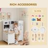 Qaba Pretend Play Corner Kitchen, Interactive Wooden Kids Play Kitchen w/Realistic Sounds, Telephone, Refrigerator, Oven, Microwave, Gift for Toddlers Aged 3+ view 4