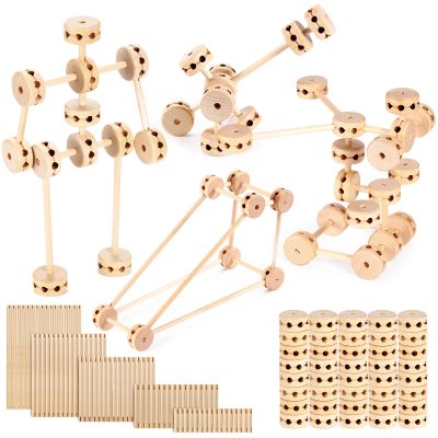 Zhanmai 2 Sets/120 Pcs Wooden Building Blocks Toys Kids Educational Natural Wood Toys Learning Wooden Blocks Different Sized Toy Building Sets for Boys Girls