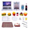 20Pcs Miniature Laptop Computer Tablet Toy Phone Pad and Hamburger Fries Cola Fast Food Cake Coffee Juice Fits Barbie Doll Accessories Scale Dollhouse Playsets Girl Mini Drink Food Party view 1