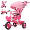 JMMD 7 in 1 Tricycle Stroller with Push Handle, Baby Trike with 360 Swivel Seat, Reclining Backrest, All-Terrain Wheels, Dual Brakes, Canopy & Storage, Gift for Kids 18 Months to 5 Years, Pink view 1