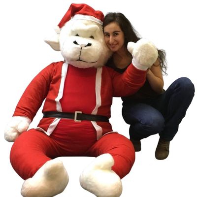 Big Plush Luxury 6-Foot Christmas Gorilla Plush - Giant White Gorilla with Premium Removable Santa Suit - Made in USA Holiday Display (72 Inches Tall)- Huge White Christmas Monkey Plush - 6ft / 72in
