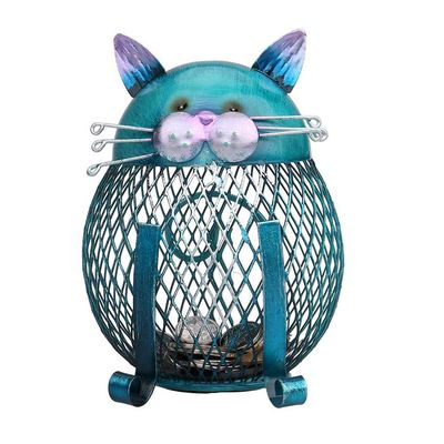Kavolet Cat Piggy Bank for Kids, Cat Shaped Metal Coin Box, Coin Money Bank, Handwork Handicrafts Ornament, Brown