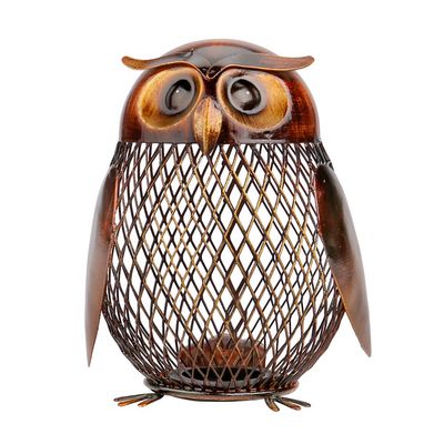 Kavolet Piggy Bank for Adults, Owl Shaped Metal Coin Box, Coin Money Bank, Handwork Handicrafts Ornament Home Decor Metal Sculpture
