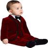 Boys Velvet Blazer Fashion 3 Piece Suits for Xmas Party Costume in Purple Color view 3