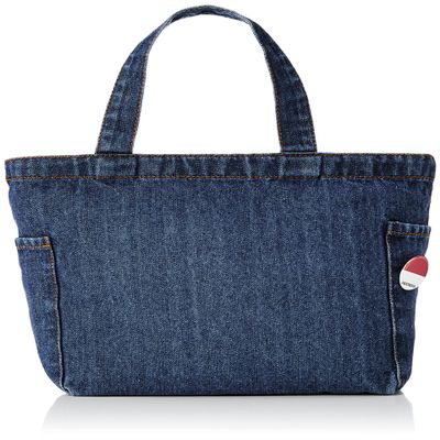 F-Style Tote Bag, Flag with Can Badge, Denim Multi-Tote, Blue