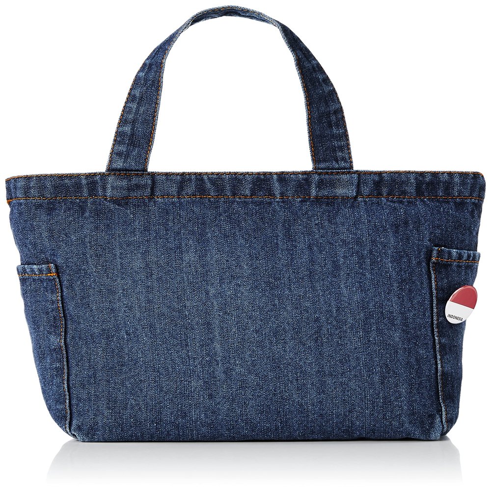 F-Style Tote Bag, Flag with Can Badge, Denim Multi-Tote, Blue
