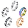 VCMART Anxiety Rings Women Fidget Spinner Rings for Anxiety Anti Anxiety Rings for Women Stress Roller Rings Silver Rose Gold Rainbow Size 7 view 2