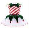 Agoky Kids Girls Xmas Costume Dress Sleeveless Striped Print Sequin Tutu Dress Christmas Carnival Fancy Dresses Red_D 14 view 1