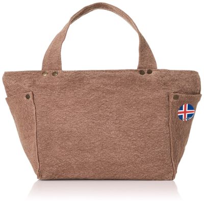F-Style Canvas Tote Bag with Flag Can Badge, Brown