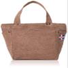 F-Style Canvas Tote Bag with Flag Can Badge, Brown view 1