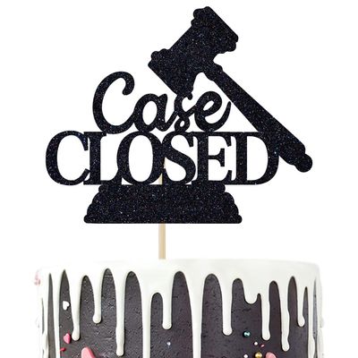 Case Closed Cake Topper - Congrats Lawyer/Born to Argue/Passed the Bar - 2026 Law School Graduate, JD College Graduation Party Decorations Supplies, Black Glitter