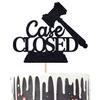 Case Closed Cake Topper - Congrats Lawyer/Born to Argue/Passed the Bar - 2026 Law School Graduate, JD College Graduation Party Decorations Supplies, Black Glitter view 1