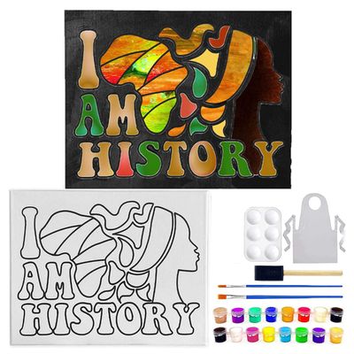 11 x 14 Canvas Painting Kit | Pre Drawn Stretched Canvas Kit | Birthday Gift | Adult Sip and Paint Party Favor | DIY PARTY | I am Black History |