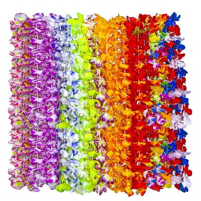 Patyflow Hawaiian Leis 50pcs, Luau Birthday Party Decorations, Hawaiian Necklace Silk Flower leis for Luau Beach Birthday Party Decorations and Party Supplies