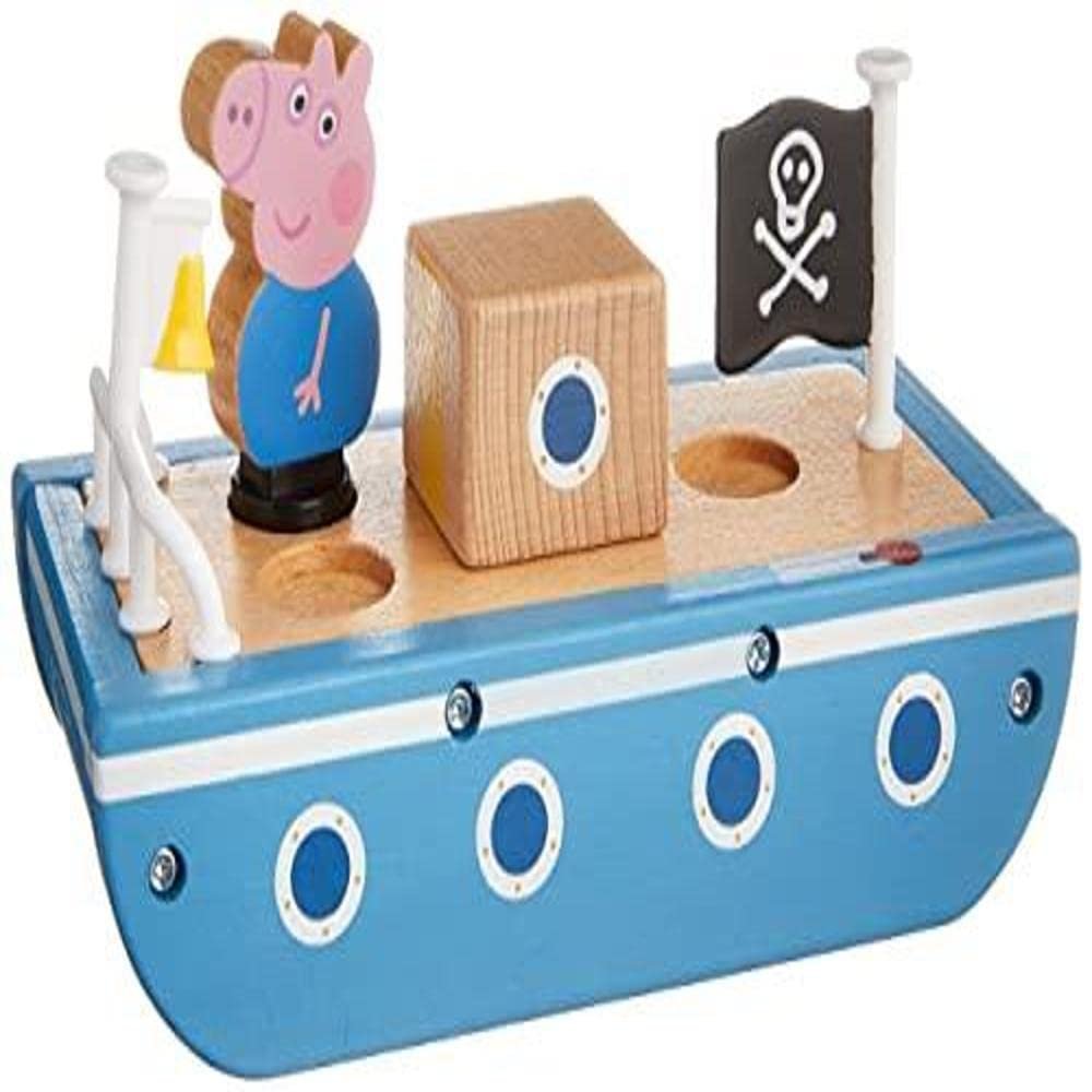 Peppa Pig Wooden Boat, Includes George Pig Figure, Made of Responsibly Sourced Wood, for Ages 2 and Up (Amazon Exclusive)