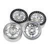 Maleonn RC 2.2 Beadlock Wheels Metal Wheel Hubs Set 4PCS Aluminum Alloy Beadlock Wheel Rims for 1/10 Scale SCX10 D90 TRX4 Wraith 90048 RR10 RC Crawler Car Accessories, Black and Silver view 2