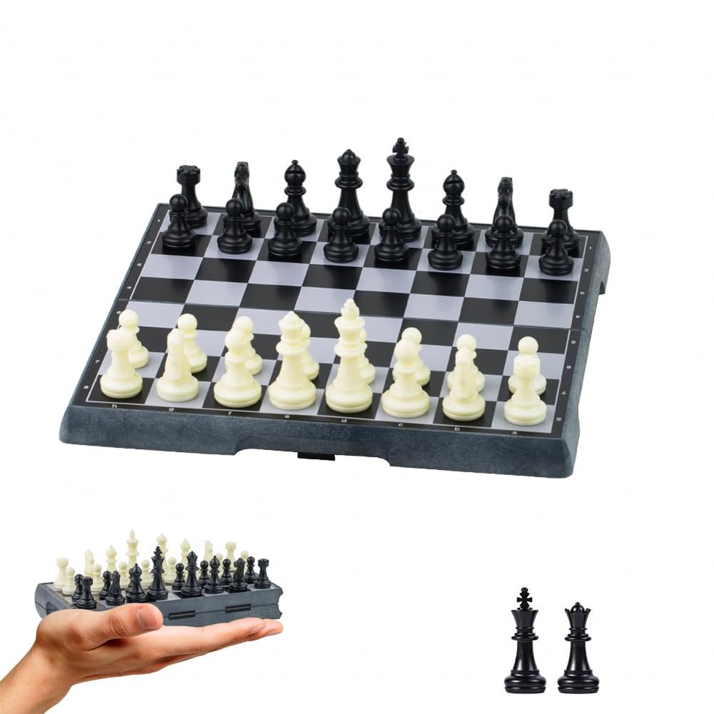 KOKOSUN Travel Magnetic Mini Chess Set-6.5'', Folding Chess Board Game, Educational Toys/Gift for Adults and Kids (Mini Set -Black Pieces)