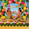 200 Pcs Aloha Luau Party Decorations Set, Hawaiian Tropical Summer Beach Party Supplies with Balloons Banner Grass Table Skirt Umbrellas Honeycomb Centerpiece Hibiscus Palm Leaves view 4