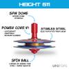 Plexity Labs UFO Tops - Height 611 - Metal Spinning Top - Inspired by The 1986 Soviet Union UFO Incident - Psychedelic Steel UFO Body and Fireball Red Power Core view 2
