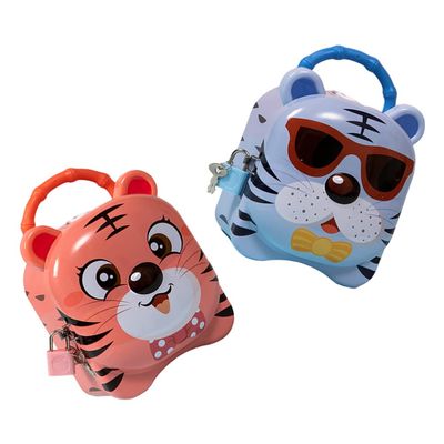 Cabilock 2pcs Tiger-Shaped Bank for Boy Girl Cute Creative Saving Box Adorable Desktop Ornament Tinplate Money Storage Container for Boys and Girls Style