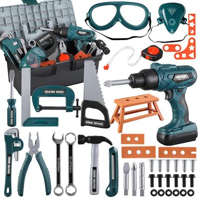 Kids Tool BoxZealous 48 PCS Pretend Play Tools Toys for Toddler,Electric Drill Kids Tool Kit for Boys & Girls Ages 3-8 Years Old, Construction Tool Kit Playset for Boys