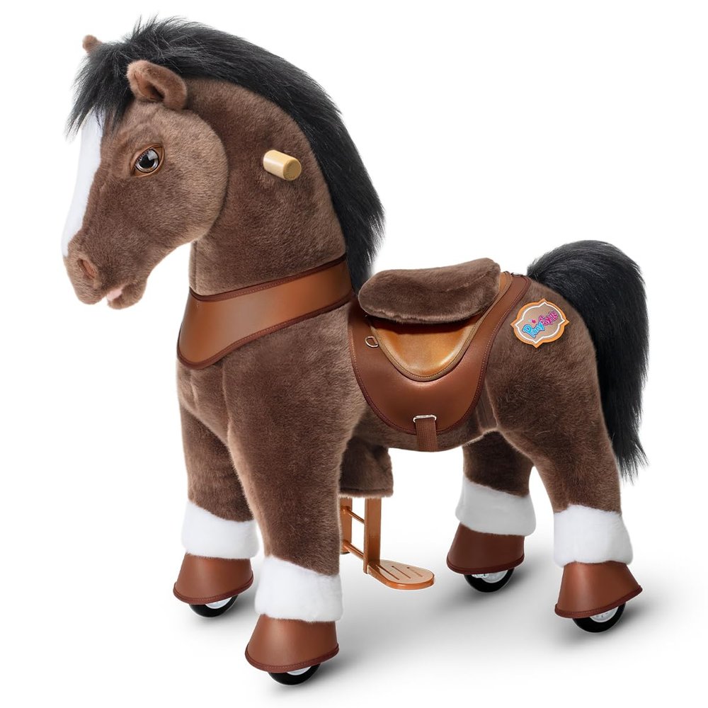 PonyCycle Ride on Horse Riding Horse Advanced Model Y Riding Unicorn Pony Toy for Kids Ages 34 (28.7" Height/Size 3) Magical Birthday Gift for Kids with Brake Plush Animal Chocolate Brown Y376