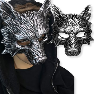 Wolf Mask Animal Masquerade Ball Wolves Mask Halloween Cosplay Costume Mask Party Masks Props (Silver)