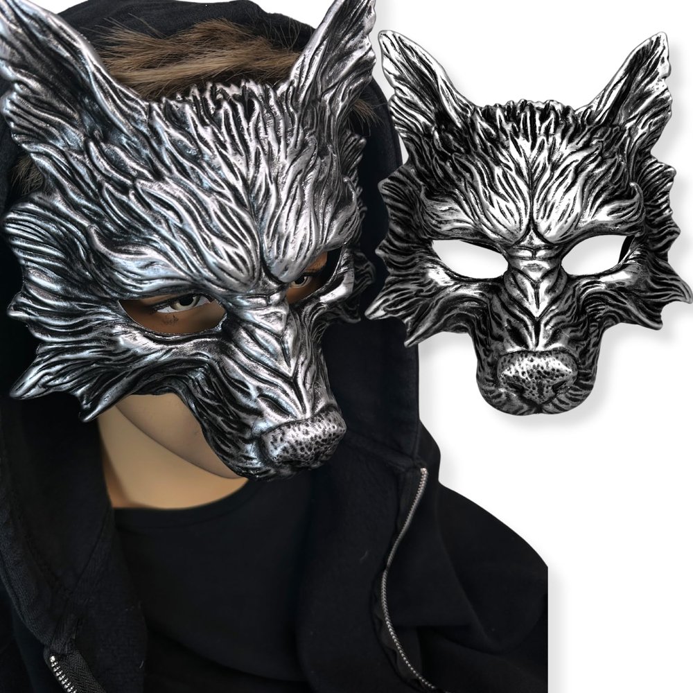 Wolf Mask Animal Masquerade Ball Wolves Mask Halloween Cosplay Costume Mask Party Masks Props (Silver)
