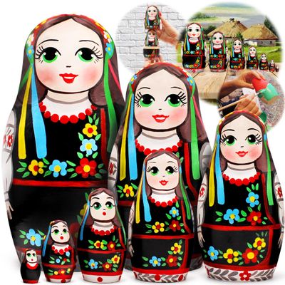 AEVVV Matryoshka Dolls Set of 7 pcs - Nesting Dolls in Ukrainian Vyshyvanka for Women - Baboushka Nesting Dolls in Ukrainian Traditional Costume