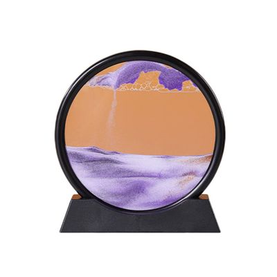 PTGMH Moving Sand Art Decor 3D Pictures in Glass Colorful Sandscape Home Office Display Flowing Sand Art Liquid Motion Round Frame