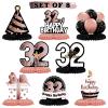 LINGTEER Happy 32nd Birthday Rose Gold Table Honeycomb Centerpieces Cheers to 32nd Birthday 32 Years Old Party Table Decorations Gift Sign. view 1
