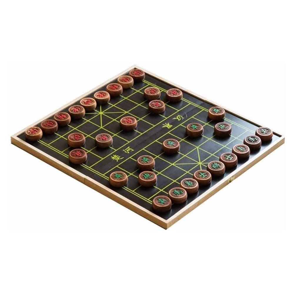 XIXIDIAN Chinese Chess (Xiangqi) Travel Set,Foldable Board Xiangqi Portable Chinese Chess Game Set (Color : Brown, Size : 59642.5cm)