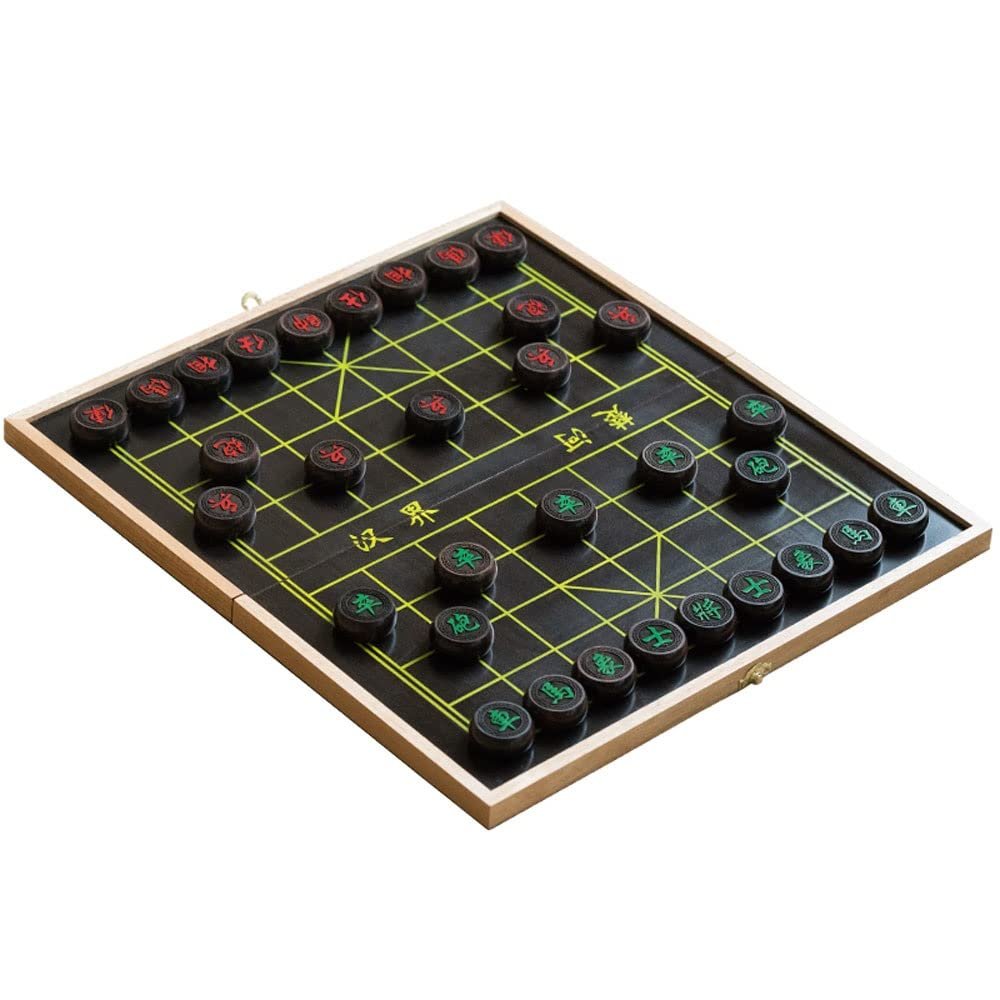 XIXIDIAN Chinese Chess (Xiangqi) Travel Set,Foldable Board Xiangqi Portable Chinese Chess Game Set (Color : Black, Size : 49552.5cm)