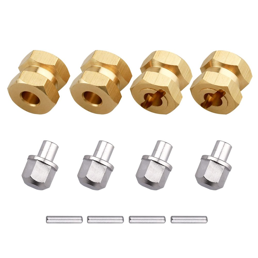 FriHobby Brass 12mm Wheel Spacer Wheel Hubs Extension Drive Adapter for Axial SCX10 & SCX10 II 1/10 RC Crawler (12mm)