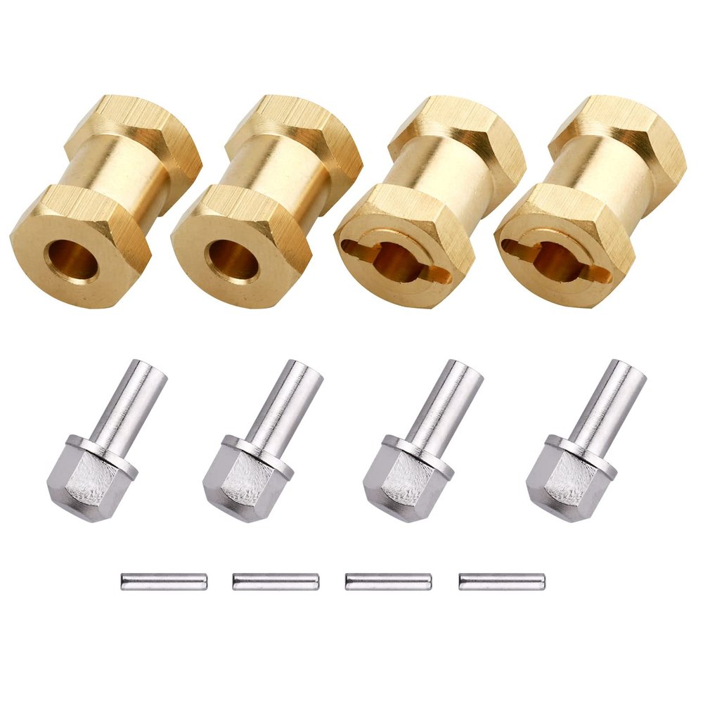 FriHobby Brass 12mm Wheel Spacer Wheel Hubs Extension Drive Adapter for Axial SCX10 & SCX10 II 1/10 RC Crawler (18mm)