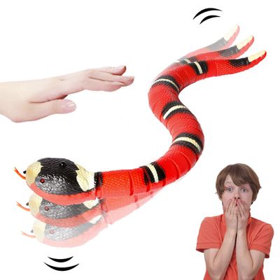 Gawertoy Induction Snake Toy for Kids Pets, 16" Rechargeable Realistic Rattle Snake Toy with Retractable Tongue and Swinging Tail, Perfect Children Birthday Halloween