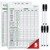 SWOOC Games - 5 Big Dry Erase Yardzee & Farkle Score Cards with 5 Markers (11.5in x 8in) | Large Laminated Reusable Pads & Pens for Giant Dice Games | Jumbo Yardzee Score Card and Farkle Score Sheets view 1